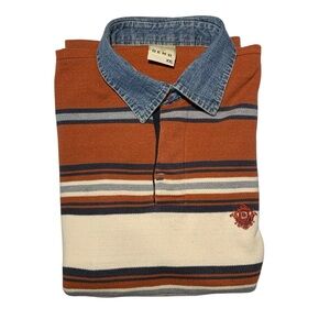 Men's Striped Brown Polo Shirt